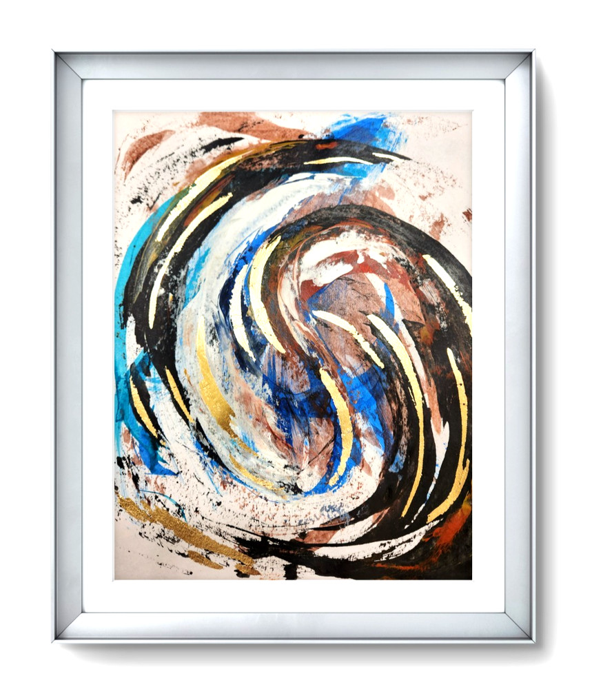 Abstract Gold Leaf Painting 11×14 Original Modern Swirl Art by M Isaksen
