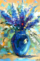 Flowers Painting Original Art Impasto Oil Painting Wildflowers still life 12×8