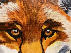 9 x 12 Original Acrylic Painting With Ink on Canvas…….“Staring Fox“