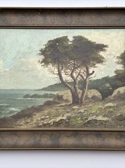 RICHARD DETREVILLE PAINTING EARLY CALIFORNIA LANDSCAPE SEASCAPE COAST BEACH OIL