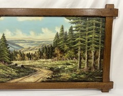Vintage Original German Oil Painting Mountain Landscape Signed Framed 45″x23″