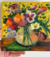 Flowers Painting Original Oil Impasto Still Life Signed Floral Canvas Wall Art