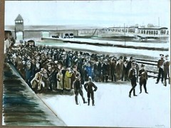 Concentration Camp-Holocaust Watercolor Painting-1970s-Israel Louis Winarsky