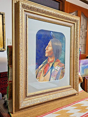 RARE 1881 WATERCOLOR PAINTING SOUTHERN CHEYENNE INDIAN CHIEF WOLF ROBE by C.W.R.