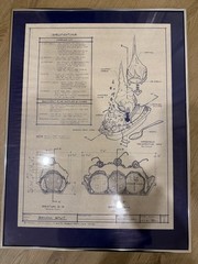 Vintage 1979 “Building Plans For Banana Split” Blueprint Framed Kitchen Wall Art