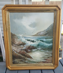 20 x 24 Orginal Oil Seascape Painting Signed By Artist H Gailey