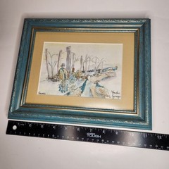 Peacocks Watercolor Framed Artist Signed Wall Art Original Frankie Eggemeyer 5×7
