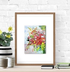 Abstract Red Flowers Oil Painting 15x20cm Bouquet of Flowers Painting on Painting Board