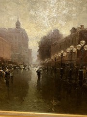 Signed 1993 Russian Moscow Oil On Canvas Painting Dusk Street Scene 27.5×20