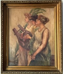 ANTIQUE 19TH CENTURY EUROPEAN WOMAN IMPRESSIONIST OIL PAINTING OLD EUROPE 1890s