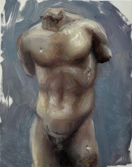 Male statue painting in oil bedroom artwork by living artist 7″x5.5″
