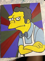 Neah Chango Signed Original OOAK Moe Szyslak Acrylic 8×10 Canvas, Unframed