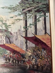 Vintage Paris street scene oil painting Tobel- MCM framed art