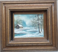 Phillip Cantrell Winter Landscape Oil Painting With Frame 17×19 inches