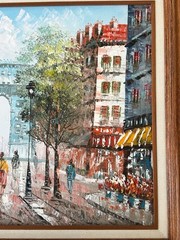Arc de Triomphe Original Caroline Burnett Oil Painting Signed Framed Vintage