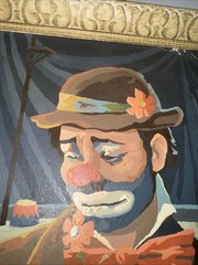 Vintage Pair Framed Emmett Kelly Sad Clown Hobo Paint By Number ID12x16 OD15x19