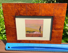 Impressionist Tuscan Landscape Watercolor 3×3 Original Signed UL w Title & 2006