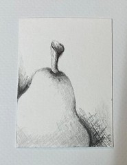 ACEO Original Pencil Drawing Graphite Pear Fruits Foodie Kitchen Culinary Art