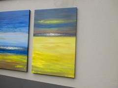 Canola Field, Seaside2 120×80 Abstract Landscape Pasty Original Oil Painting Blue Yellow