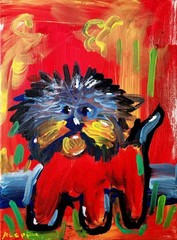 Abstract Expressionism Original Painting Dog 16×12 Fine Art Canvas Decor