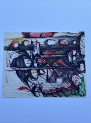 ABSTRACT DRAWING MODERNISM NON OBJECTIVE MYSTERY EXPRESSIONISM MID CENTURY ART