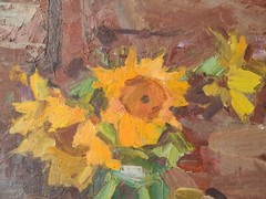 Ukrainian Oil Painting Impressionism Still Life flowers sunflower