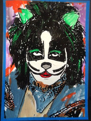 ATC ACEO Music KISS PETER CRISS THE CATMAN Abstract Art
