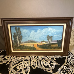 MaryLou Albright Signed Framed Small Realism Landscape Farm Trees Painting
