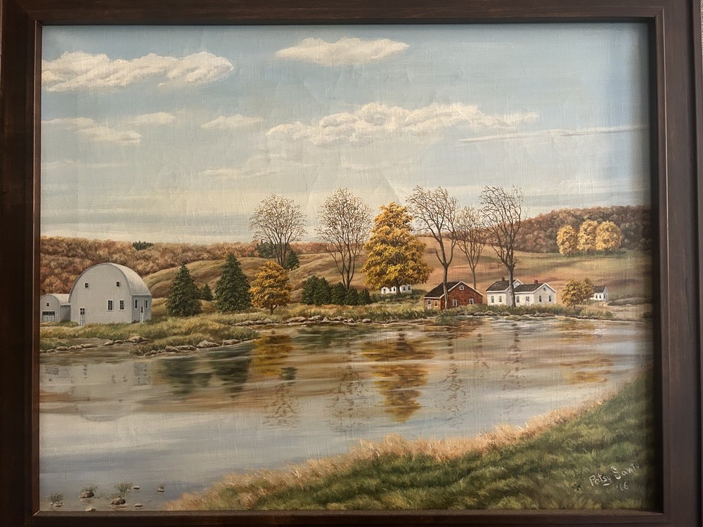 Original Pasquale (Patsy) Santos Oil On Canvas New England Fall Scene