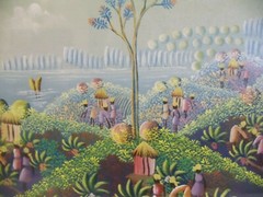 Fascinating H. Cineus Original Painting of Panoramic Haitian Landscape.