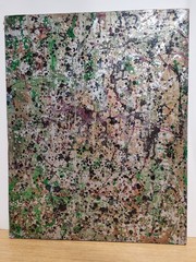 AFTER? JACKSON POLLOCK ALUMINUM DRIP PAINTING, PERFECT MARBELIZATION
