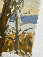LANDSCAPE ORIGINAL PAINTING Impressionism Art Oil cardboard etude 7*5 inch