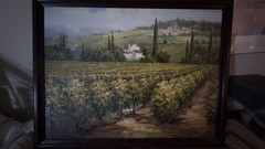 Italy Tuscany Colorful Landscape Vineyard Original Oil Painting 36″ X 24″ GC