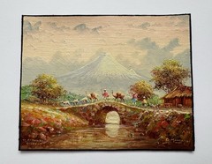 Miniature Painting Of Ecuadorians And El Cotopaxi By Oswaldo Moncayo