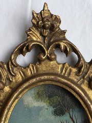 Lot of 3 Oil on Copper Miniature Oval Paintings Muriel Halstead 2 Gold Frames