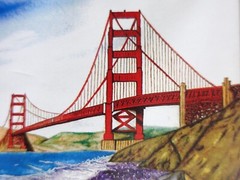 Golden Gate Bridge San Francisco Watercolor Art Signed by Carlos Cuzma 4” x 5”