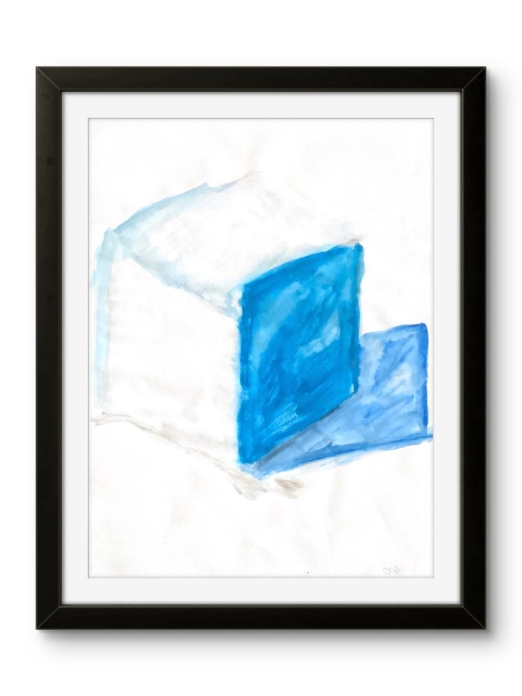 Color Block Blue Square 4 of 4 Geometric Abstract Bold Shape 11×14 Paper