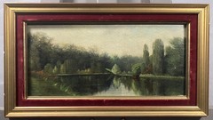 Oil/Panel School French Xixth View Italy-Les-Lys Melun Paris France