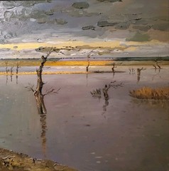 Original Oil Painting, Framed, Home Decor „Silence of the Flood“