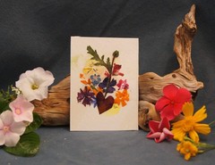 Pressed Flower & Watercolor Mixed Media ATC ACEO One-of-a-Kind Valentine Heart