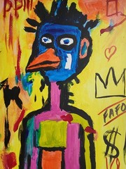 ABSTRACT /EXPRESSIONISM 11×14 Beak Man Modern Street ART Colorful Painting