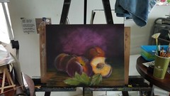 Painting Still life Peaches fruit Nature Morte Original Fine Art Signed M. Kravt