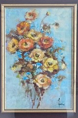 Laura Fiorini – Milano – Oil Painting Still Life Flowers Wooden Frame 44.5 x 53.5cm