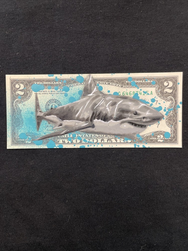 Great White Shark 2 Dollar Bill painting tattoo art Graffiti Art Street Art