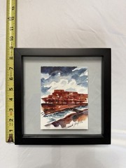 Frank Trujillo Watercolor Original Adobe Building Lit by Moonlight Signed/Framed