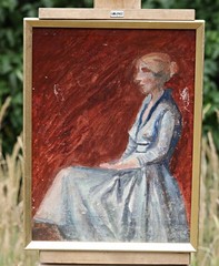 Post-War Expressionist Oil Painting on Canvas & Wood, Framed Women Portrait OOAK