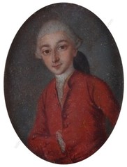 „Portrait of a young married couple“, two German oil miniatures, 1760/70 (m)