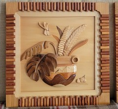 Pair of Wood Artwork vintage pictures
