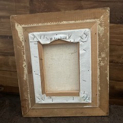 CANVAS OIL PAINTING Sign J. MOREAU CHALK PAINT FRAME WOMAN CHILD By The Lake