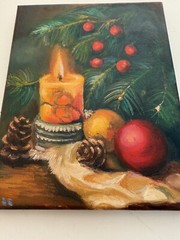 Christmas Tree, Original Painting oil,8x10inches, Wall Art Decor, Christmas Gift